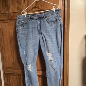 Judy Blue Light Blue Distressed Skinny Tummy Control Jeans